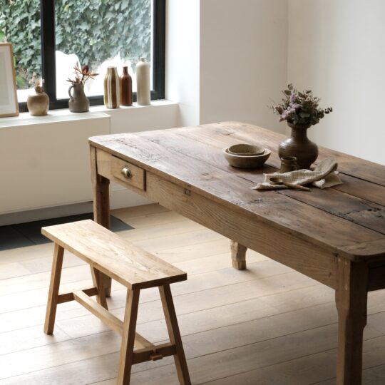 Table de ferme ancienne en bois massif – Image 3