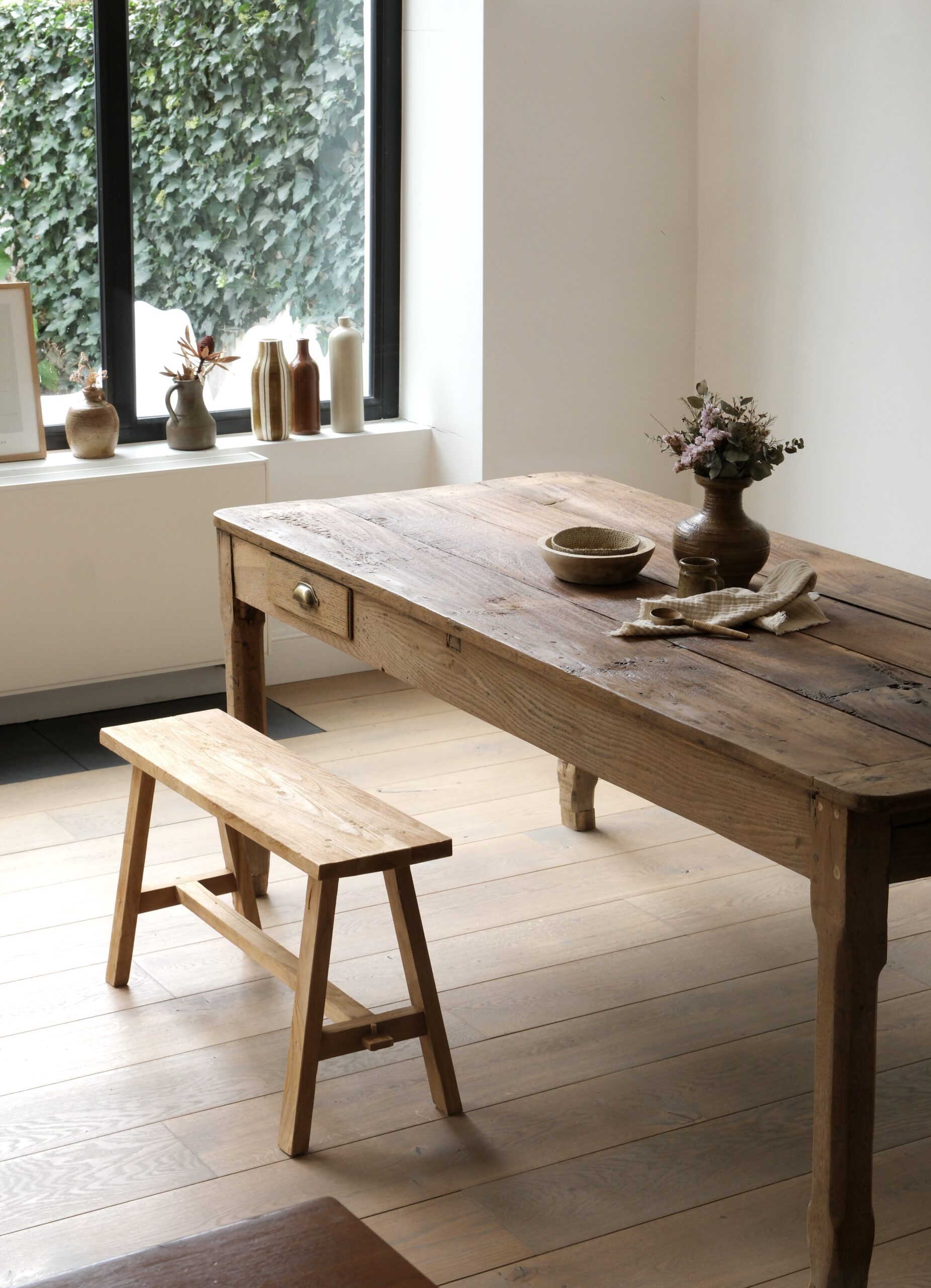 Table de ferme ancienne en bois massif – Image 3