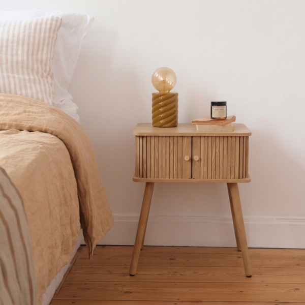 table de chevet bois portes coulissantes