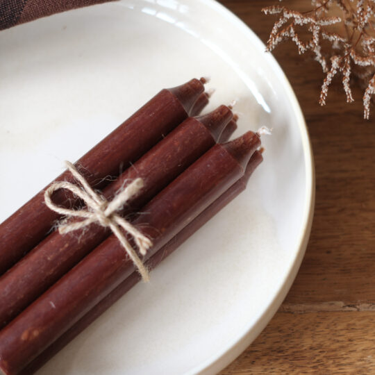 Lot de 6 bougies de table chocolat – Image 2