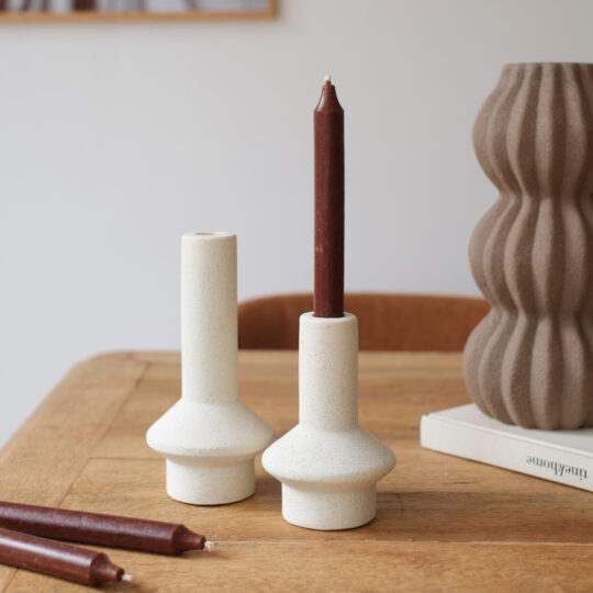 bougeoir en céramique crème