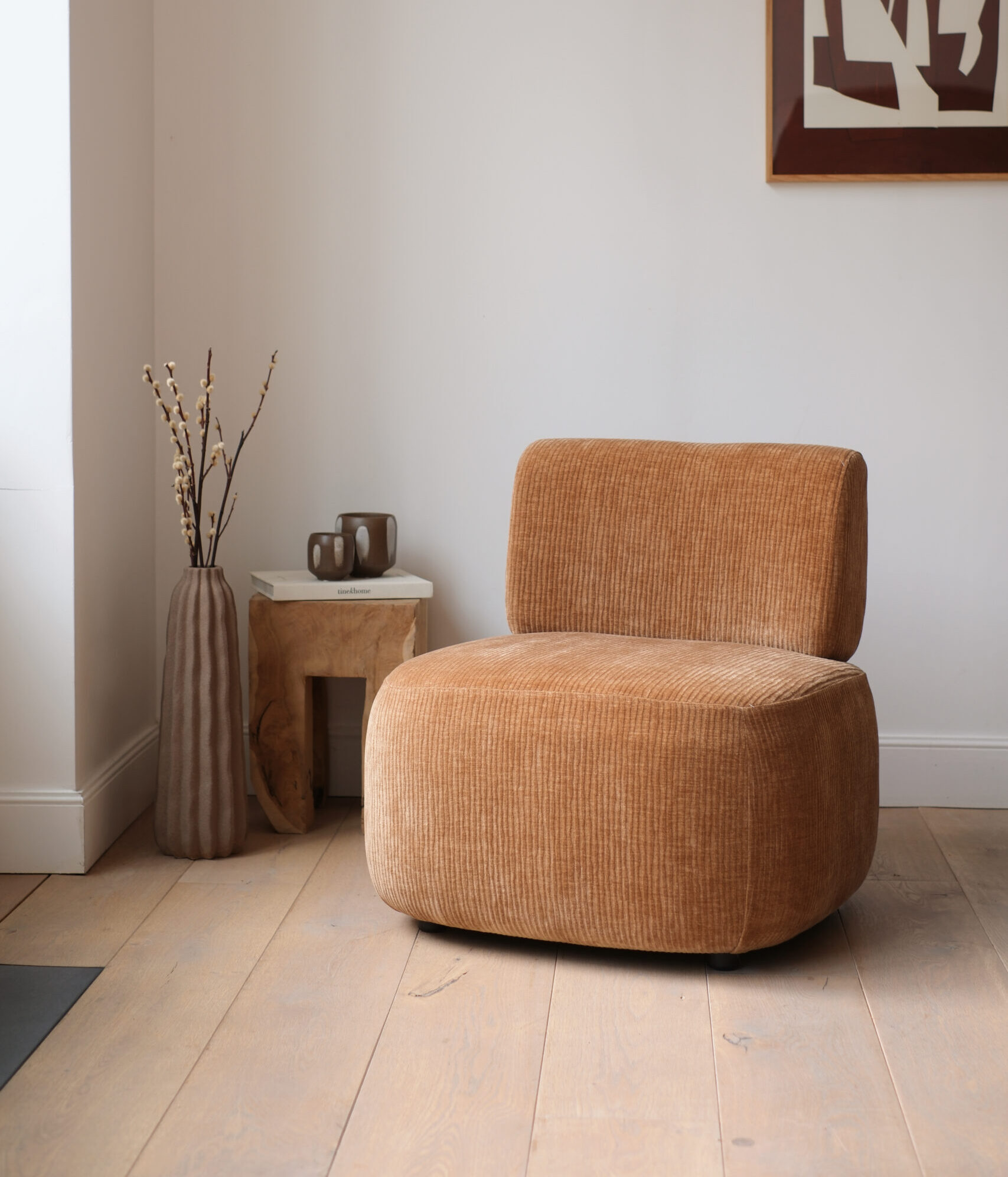 Fauteuil lounge en tissu côtelé - 3 coloris – Image 6