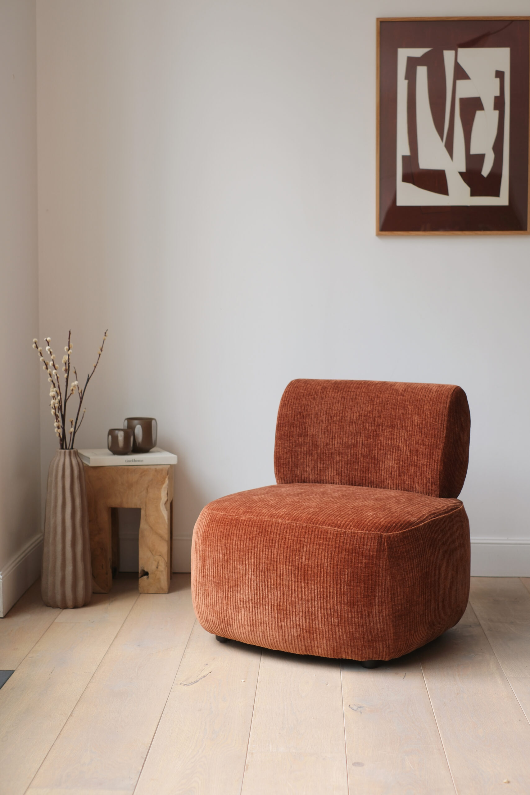 Fauteuil lounge en tissu côtelé - 3 coloris – Image 3