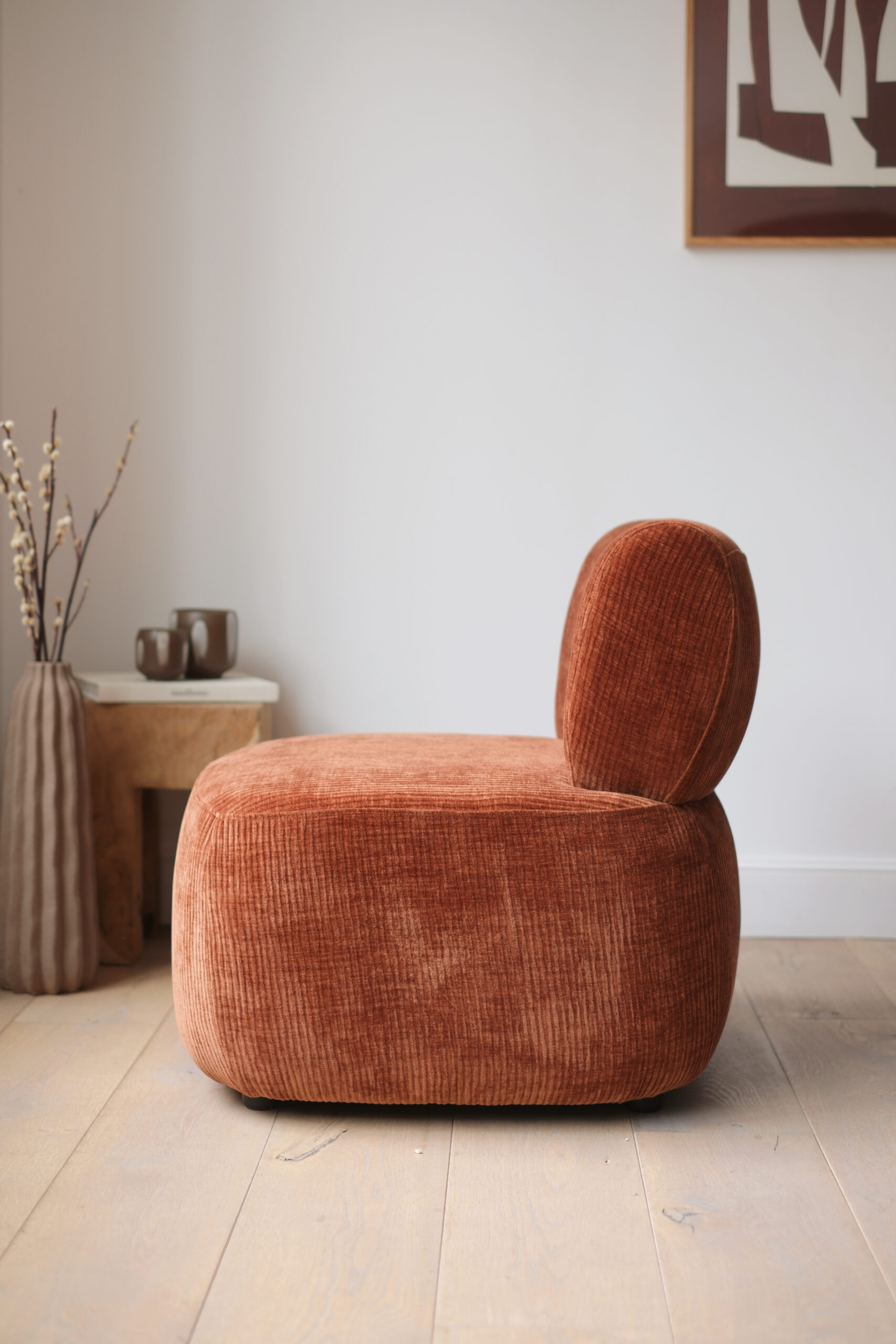 Fauteuil lounge en tissu côtelé - 3 coloris – Image 9