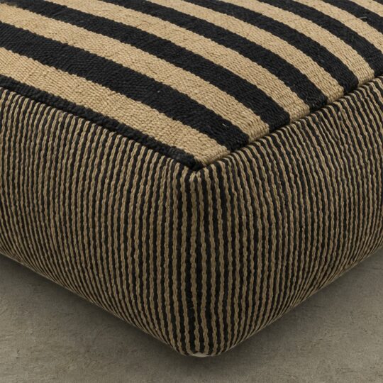 Pouf rayé noir / naturel – Image 3