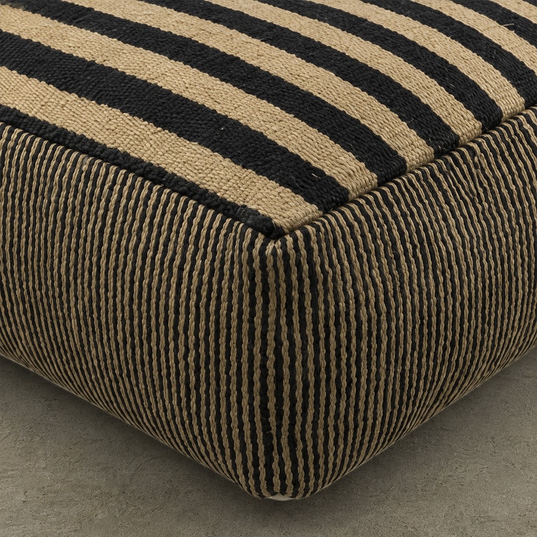 Pouf rayé noir / naturel – Image 3