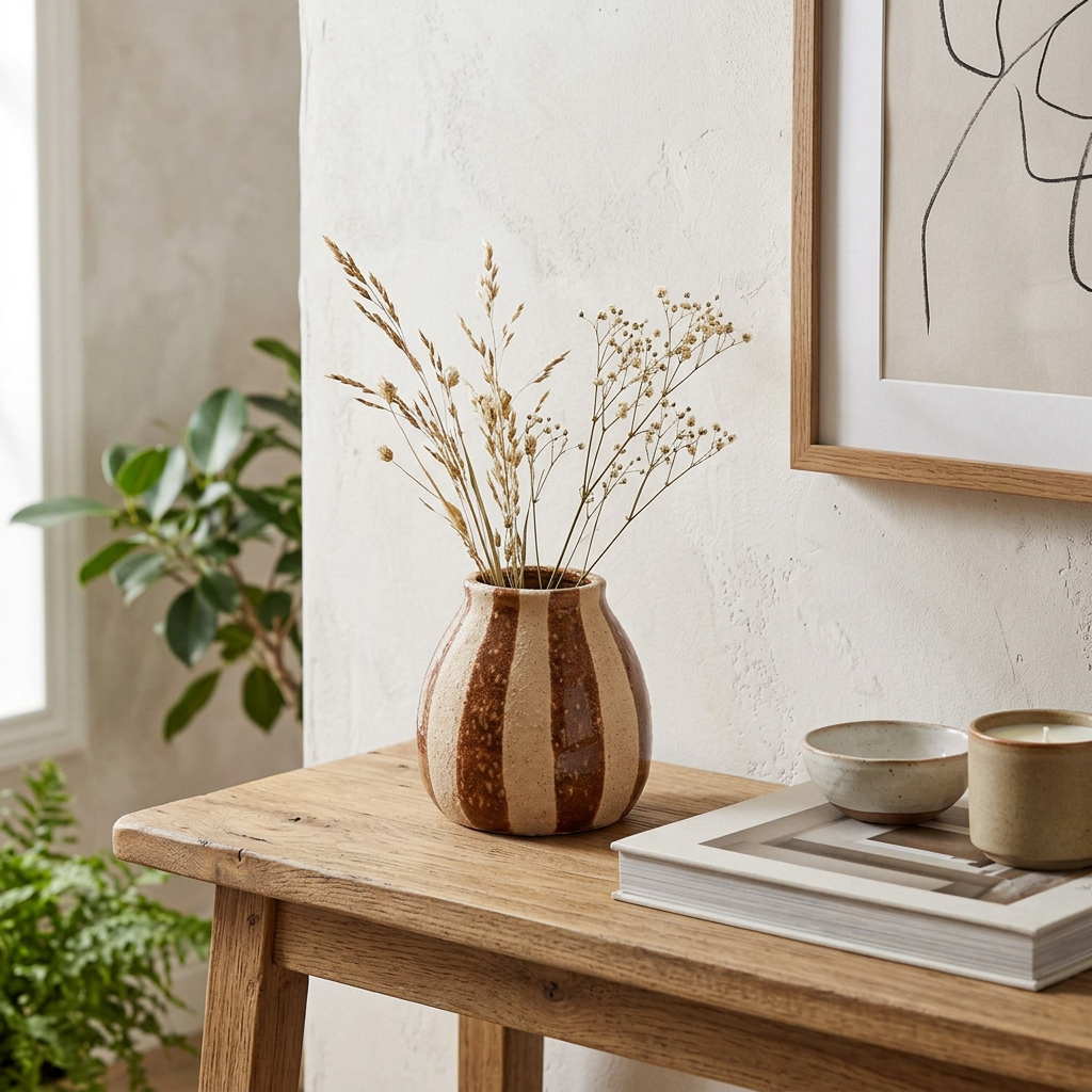 vase boule rayé